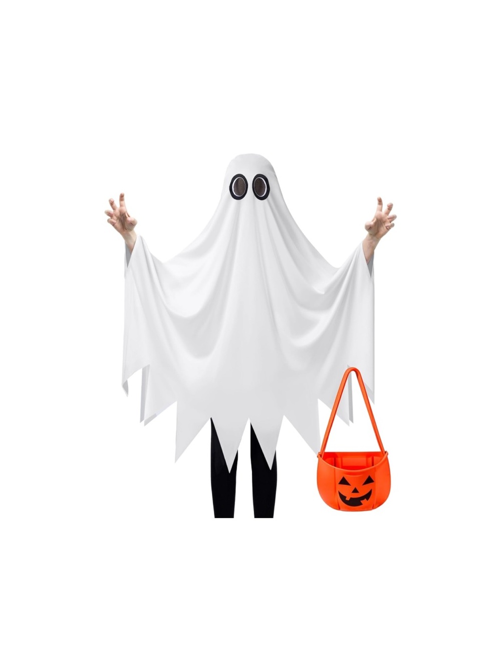 Spooktacular Creations Kids White Ghost Costume with Pumpkin Bag